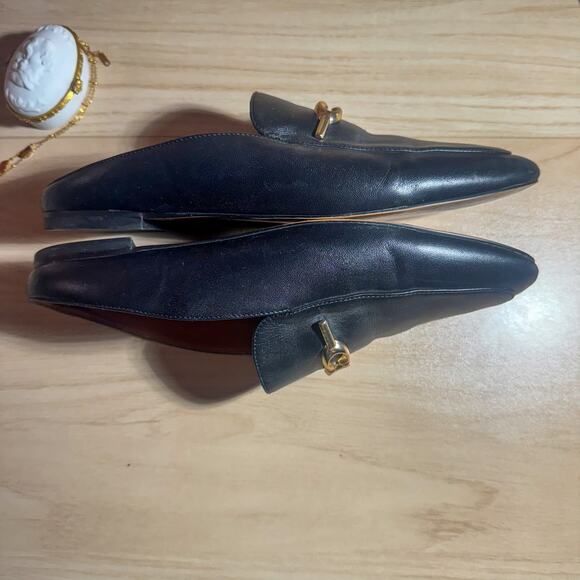 Sienna Loafer, Black Leather with Gold Detail Mule Slides Gold 'C' Logo Hardware - Picture 4 of 8